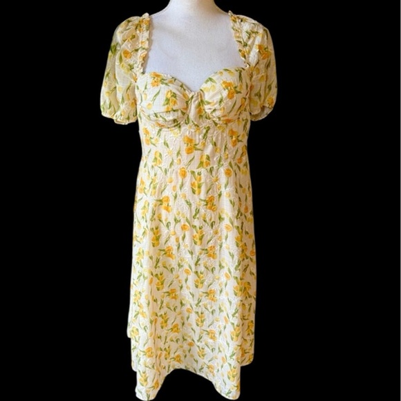 Windsor ladies puffy short sleeve maxi dress, padded bra under wire lined large - Picture 1 of 9
